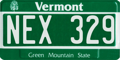 VT license plate NEX329