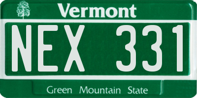 VT license plate NEX331