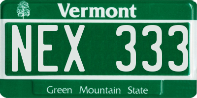 VT license plate NEX333