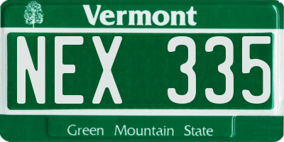 VT license plate NEX335