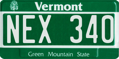 VT license plate NEX340