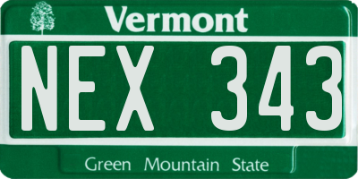 VT license plate NEX343