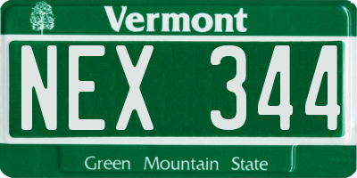 VT license plate NEX344