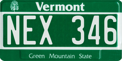 VT license plate NEX346