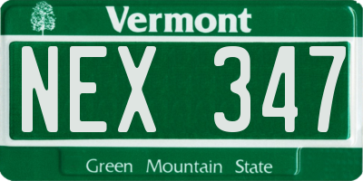 VT license plate NEX347
