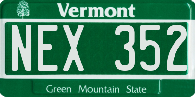 VT license plate NEX352