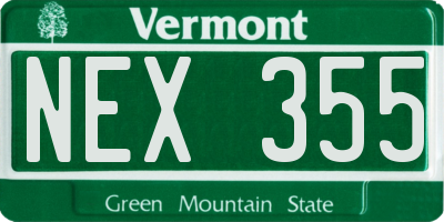 VT license plate NEX355