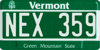 VT license plate NEX359