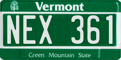 VT license plate NEX361