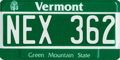 VT license plate NEX362