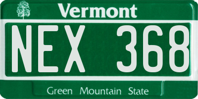 VT license plate NEX368