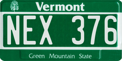 VT license plate NEX376