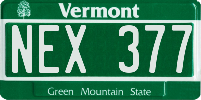 VT license plate NEX377