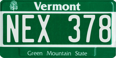 VT license plate NEX378