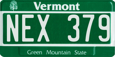 VT license plate NEX379