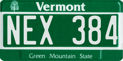VT license plate NEX384