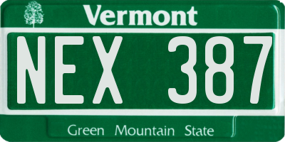 VT license plate NEX387