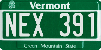 VT license plate NEX391