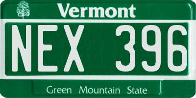 VT license plate NEX396