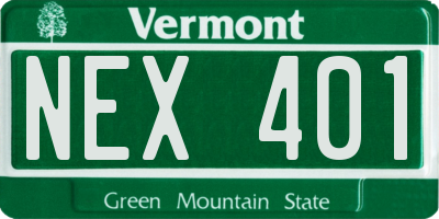 VT license plate NEX401