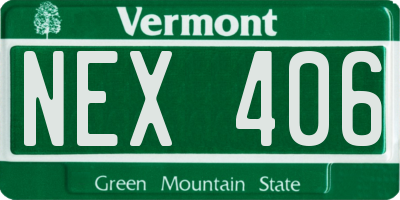 VT license plate NEX406