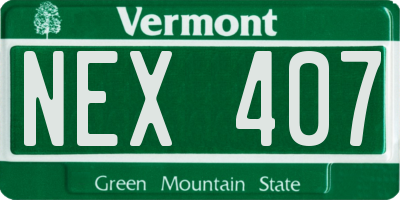 VT license plate NEX407