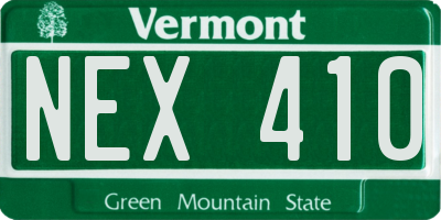 VT license plate NEX410