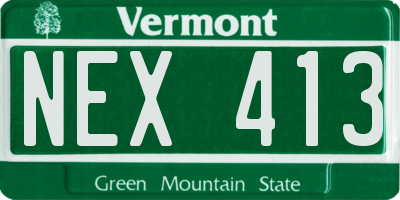 VT license plate NEX413