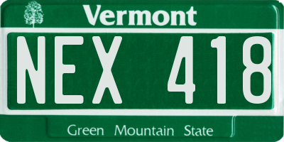 VT license plate NEX418