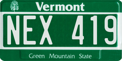 VT license plate NEX419