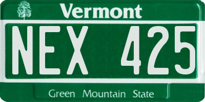 VT license plate NEX425