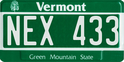VT license plate NEX433
