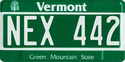 VT license plate NEX442