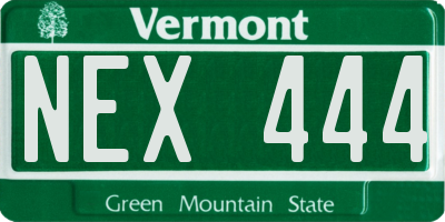 VT license plate NEX444