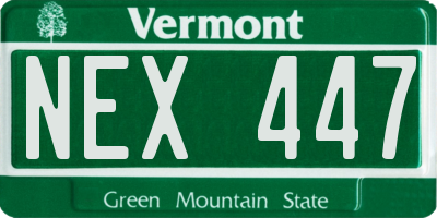 VT license plate NEX447