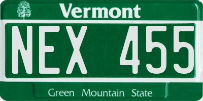 VT license plate NEX455