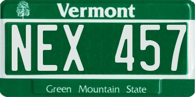 VT license plate NEX457