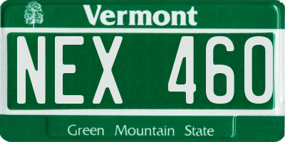 VT license plate NEX460