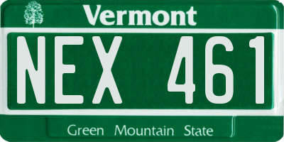 VT license plate NEX461