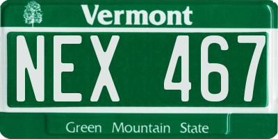 VT license plate NEX467