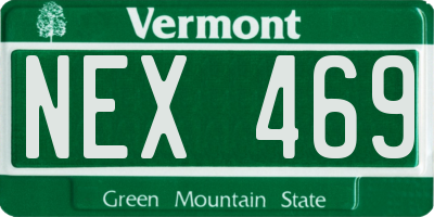 VT license plate NEX469