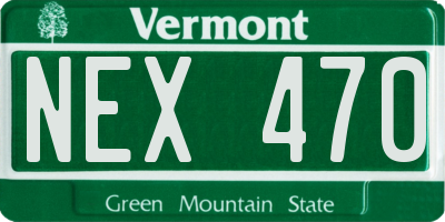 VT license plate NEX470