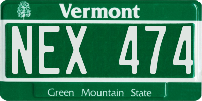 VT license plate NEX474