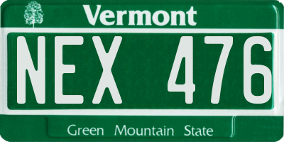 VT license plate NEX476