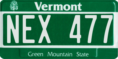 VT license plate NEX477