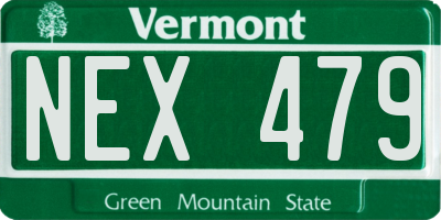 VT license plate NEX479
