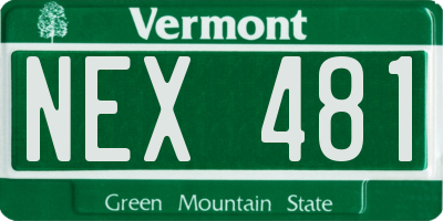 VT license plate NEX481