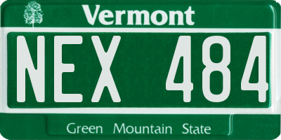 VT license plate NEX484