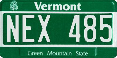 VT license plate NEX485