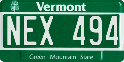 VT license plate NEX494
